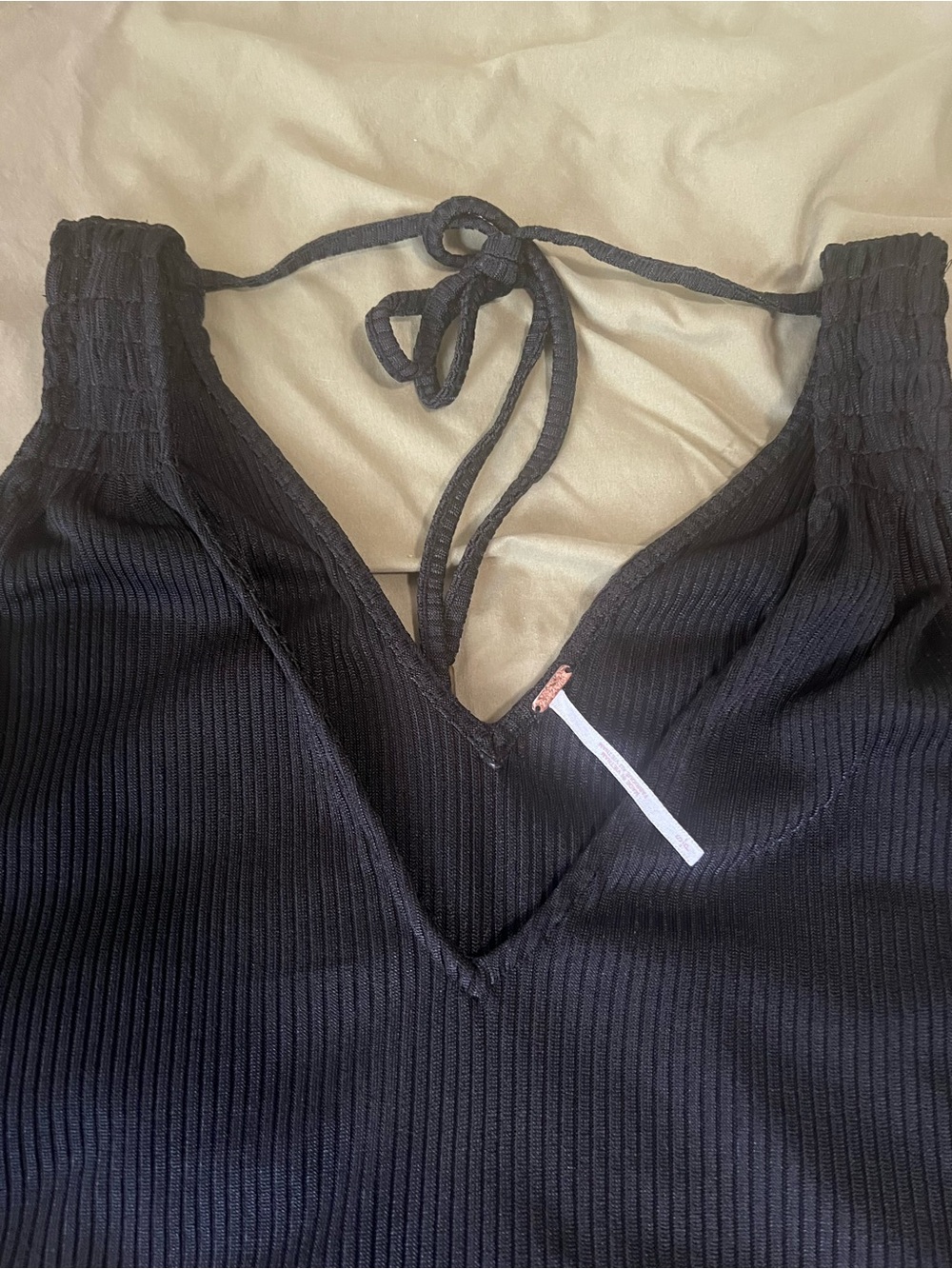 Free People Black Ribbed Ruffle Crop Tank - Picture 2 of 4